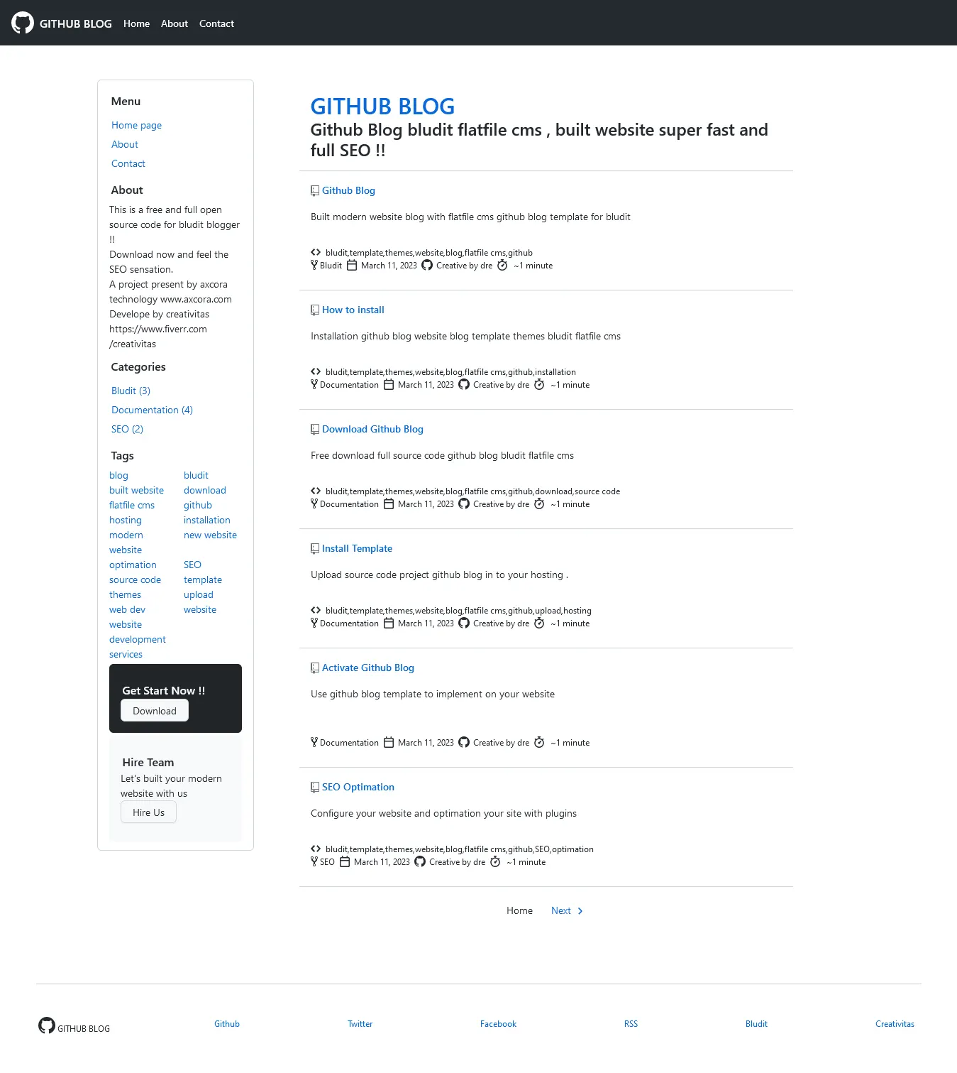 flatfile github blog website cms