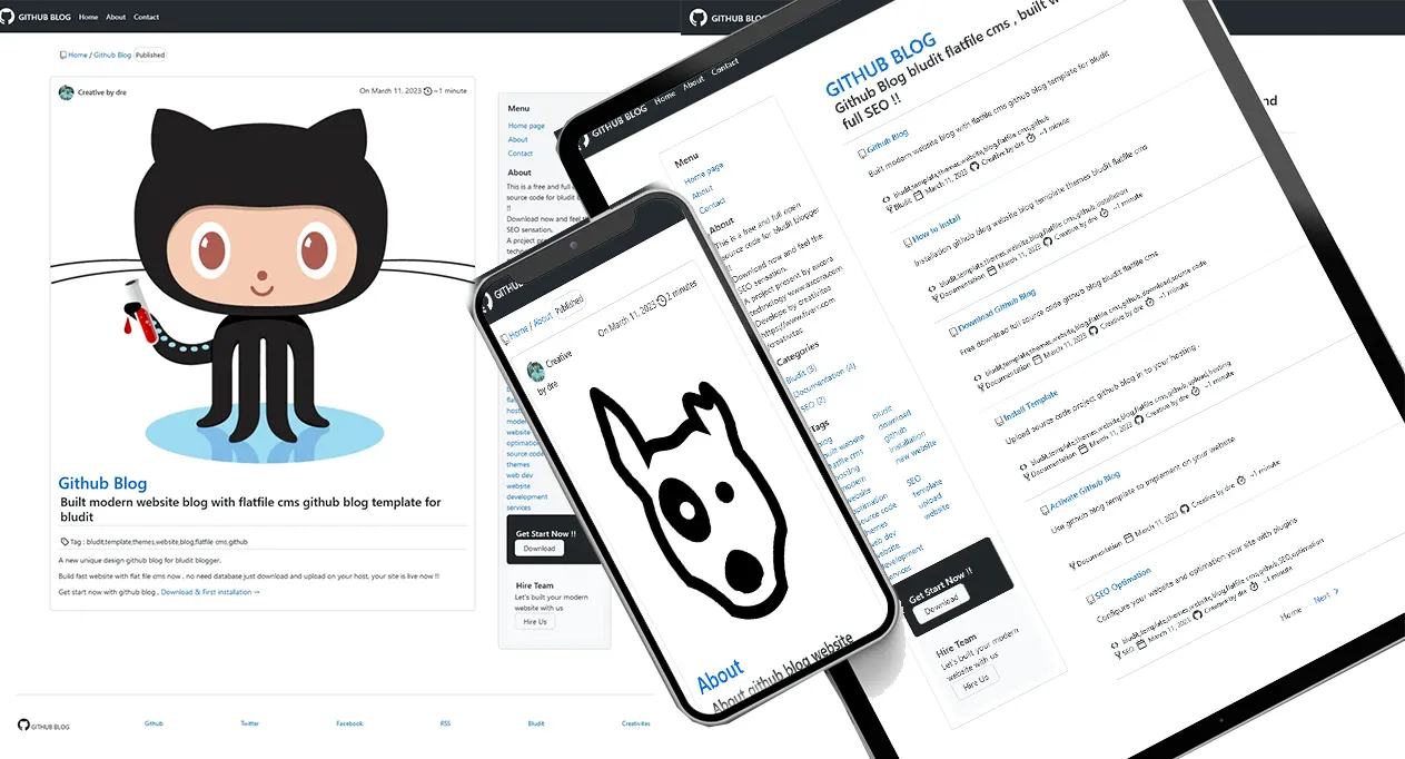 flatfile github blog website cms