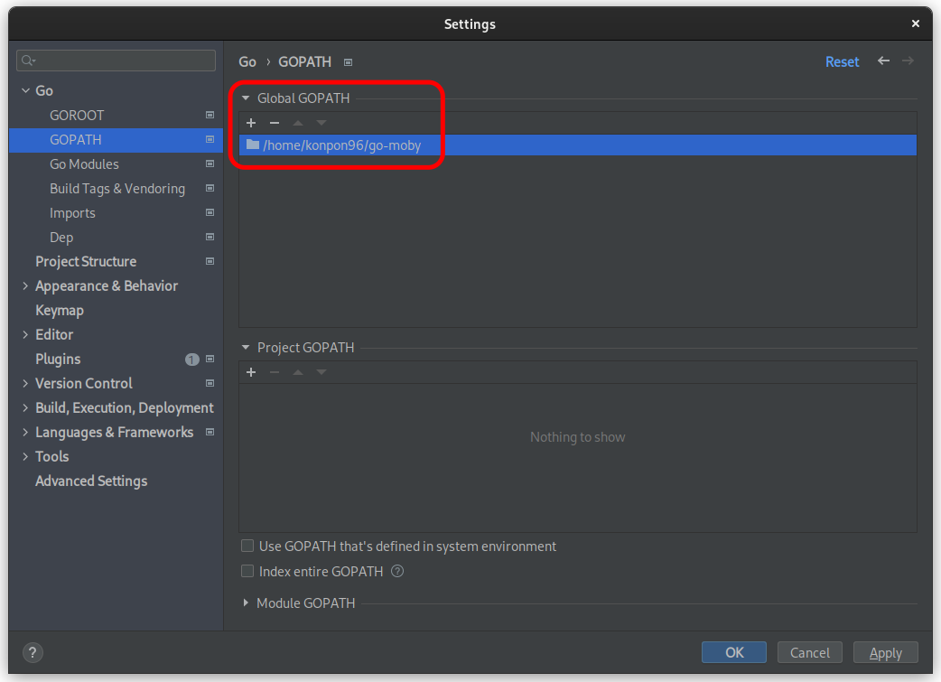 Configuring custom GOPATH