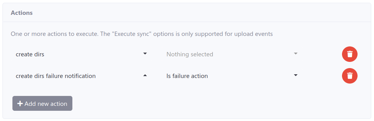 Create dirs rule actions